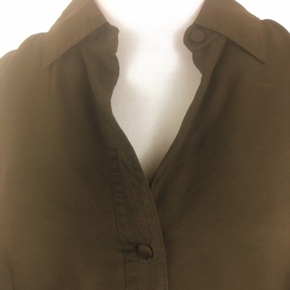 Ann Taylor brown silk button up blouse